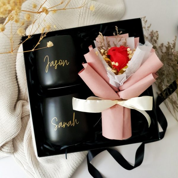 New Beginnings with Black Mugs - Top View | Ready Made - BOXFUL Custom Gifts