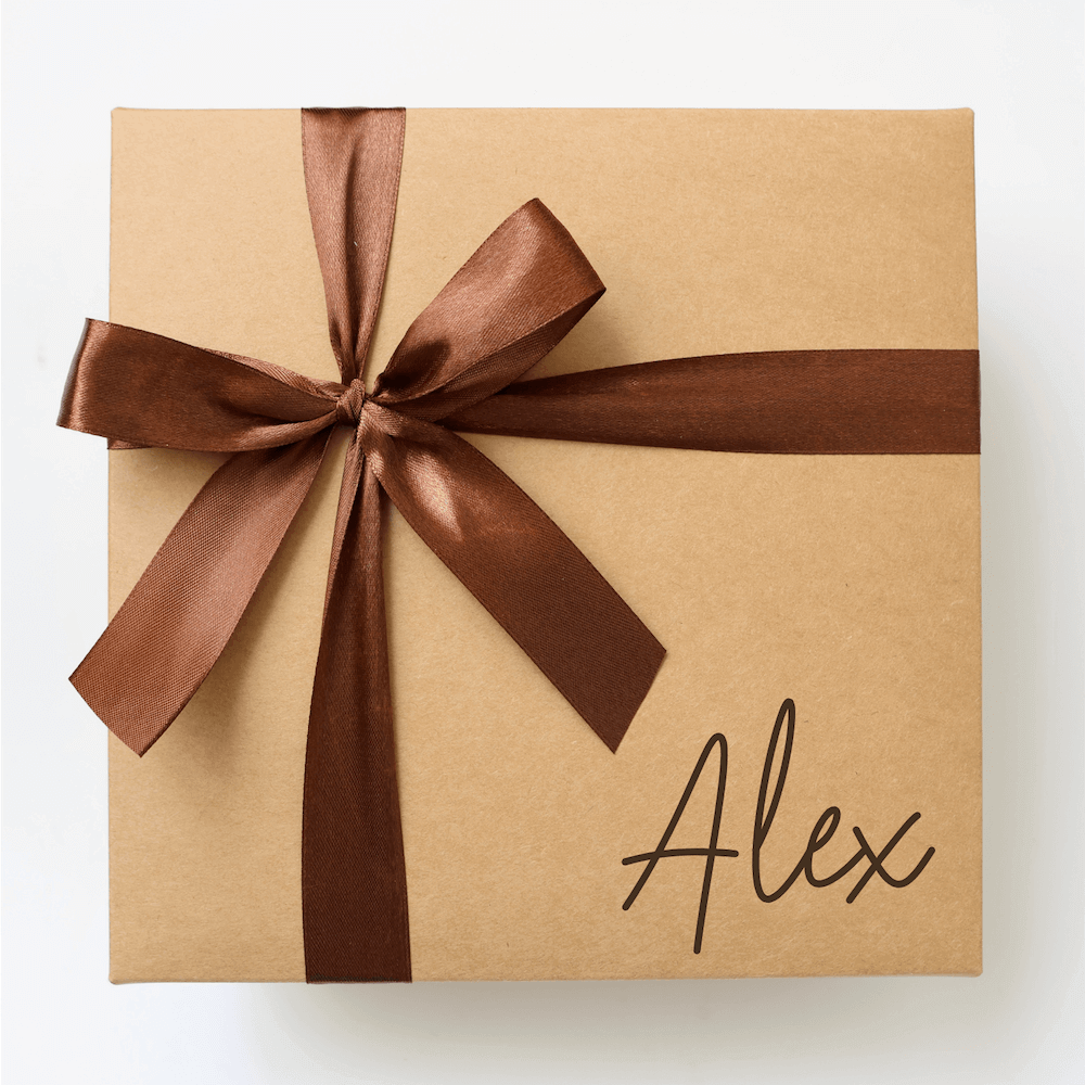Personalised Brown Box in M Size With Ribbon & Handwriting Font Style | Build A Box - MY BOXFUL