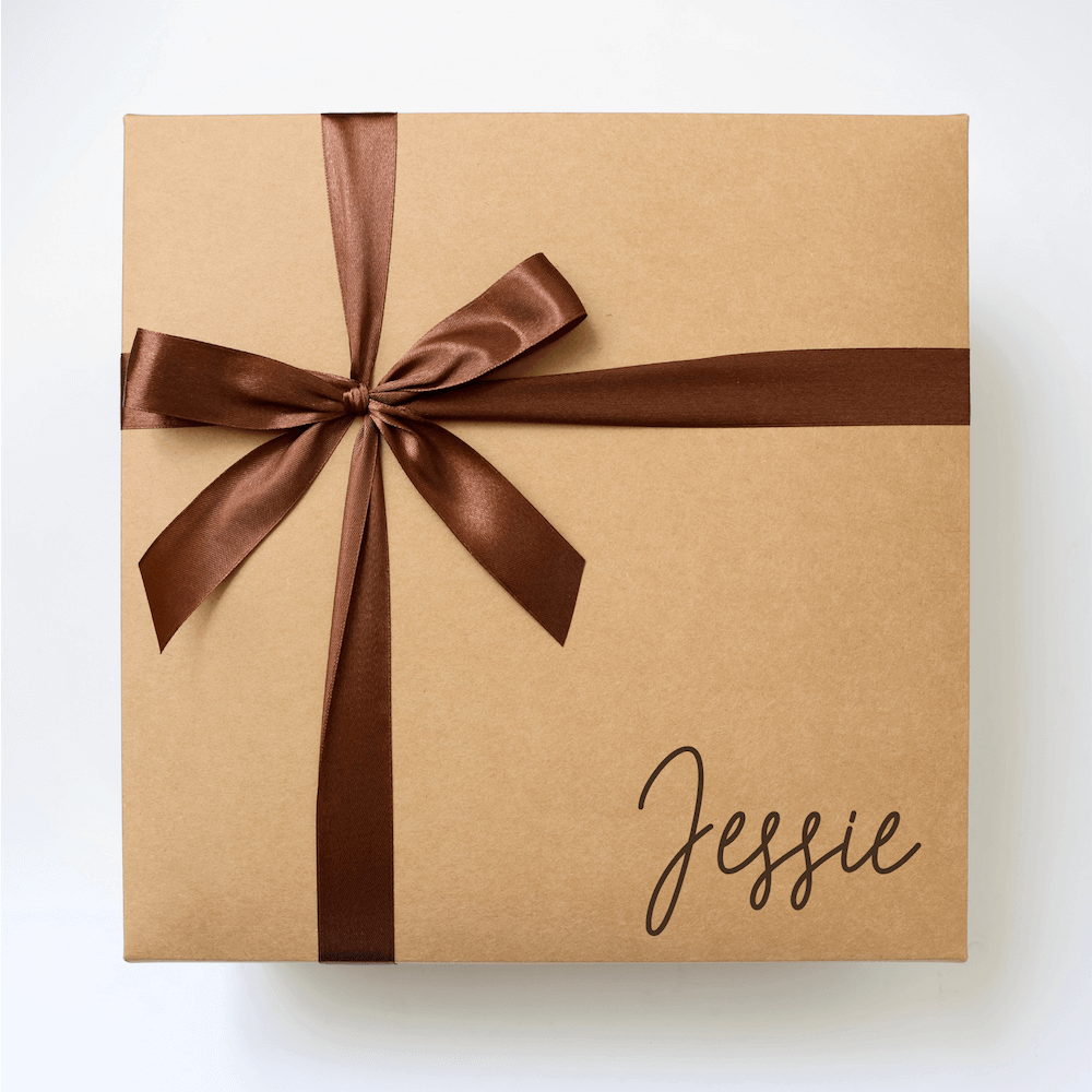 Personalised Brown Box in XL Size With Ribbon & Handwriting Font Style | Build A Box - MY BOXFUL